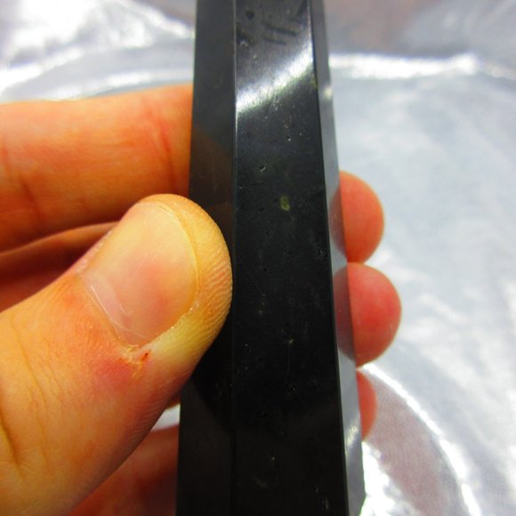 Black Tourmaline Polished Tower Generator Crystal Meditation Tool - Picture 5 of 7